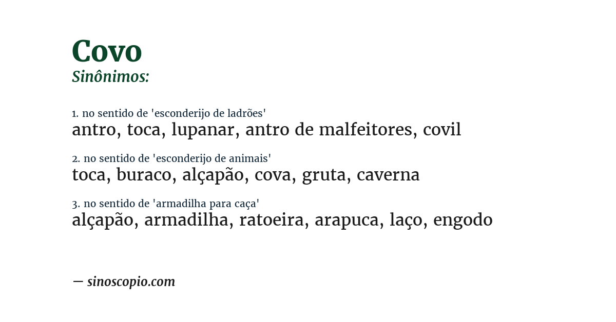 Sinônimo de covo