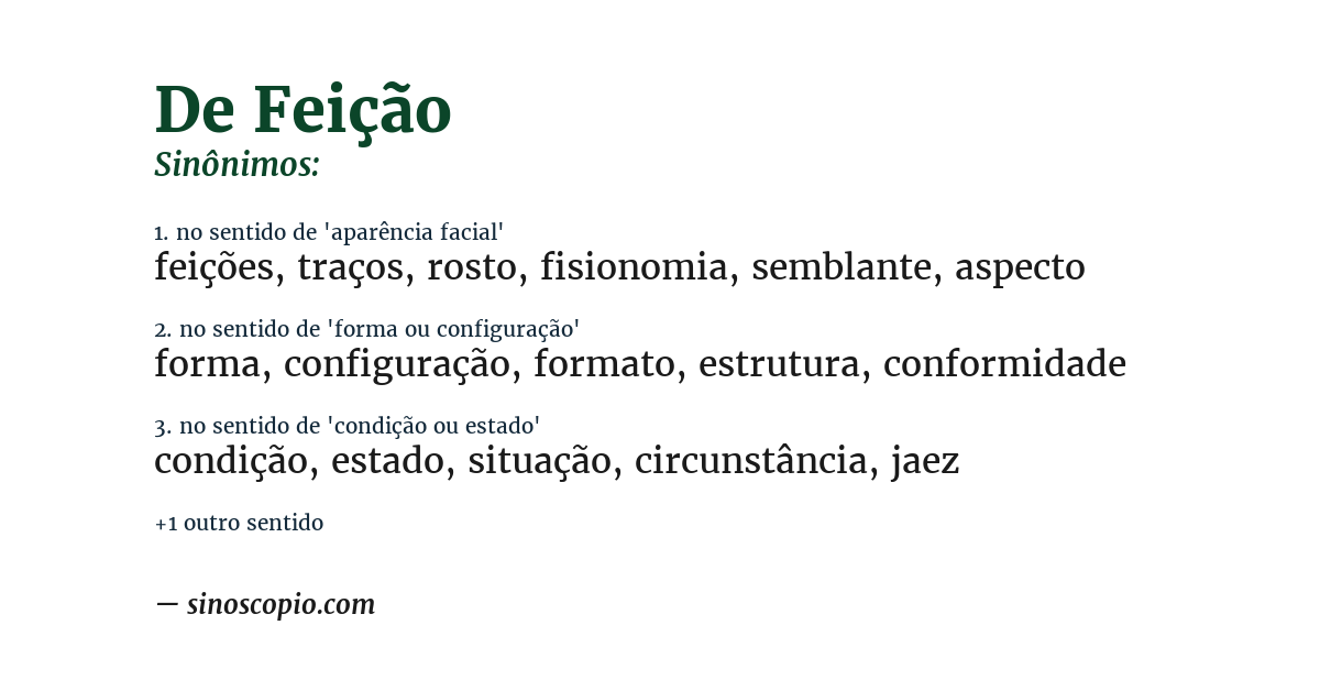 Sinônimo de de feição