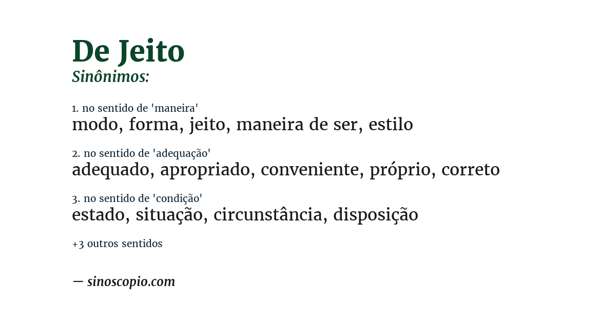 Sinônimo de de jeito