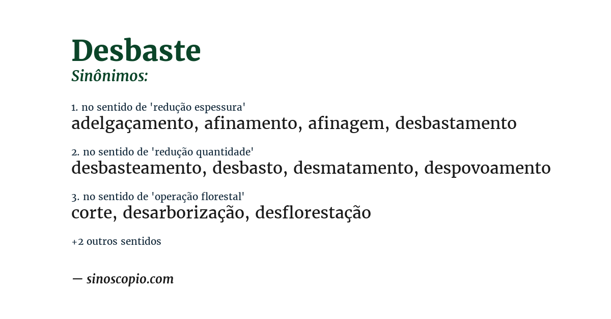 Sinônimo de desbaste