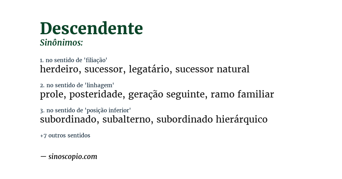 Sinônimo de descendente