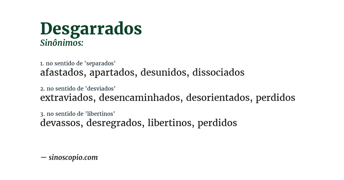 Sinônimo de desgarrados