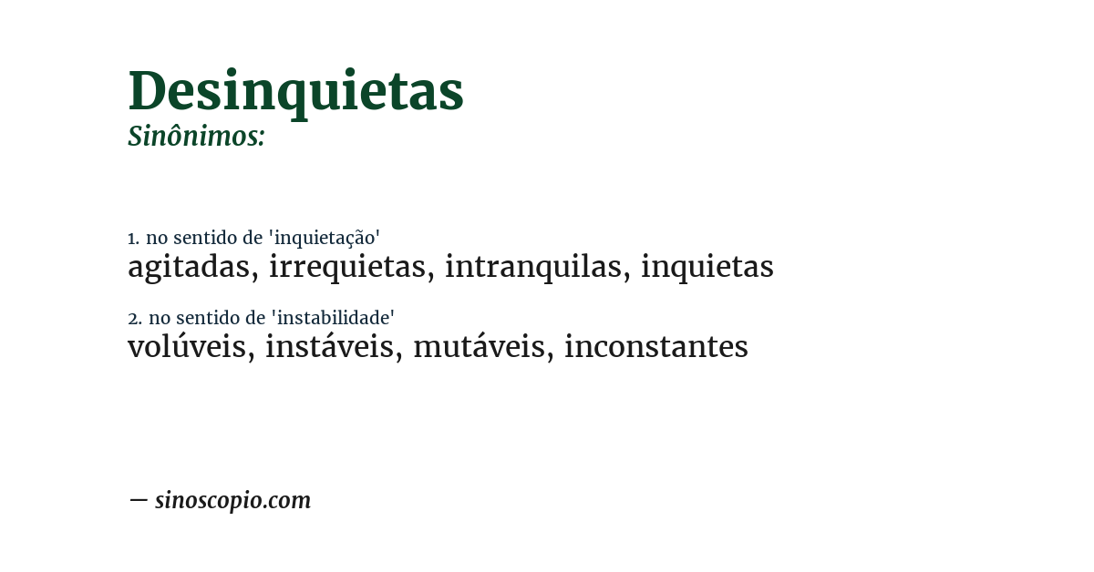 Sinônimo de desinquietas