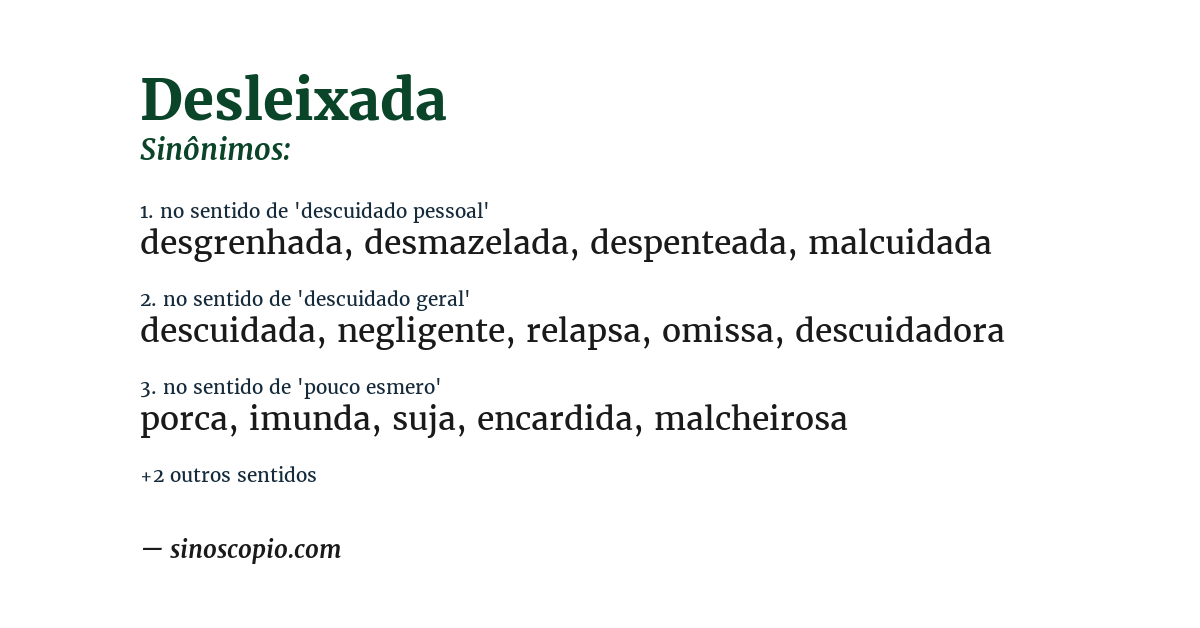 Sinônimo de desleixada