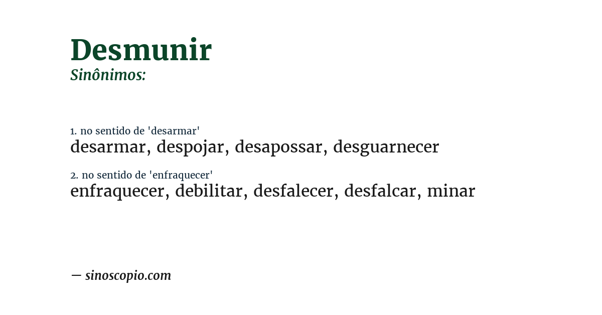 Sinônimo de desmunir