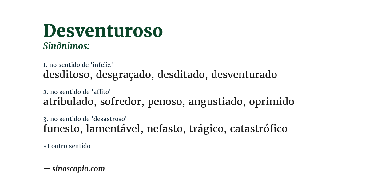 Sinônimo de desventuroso