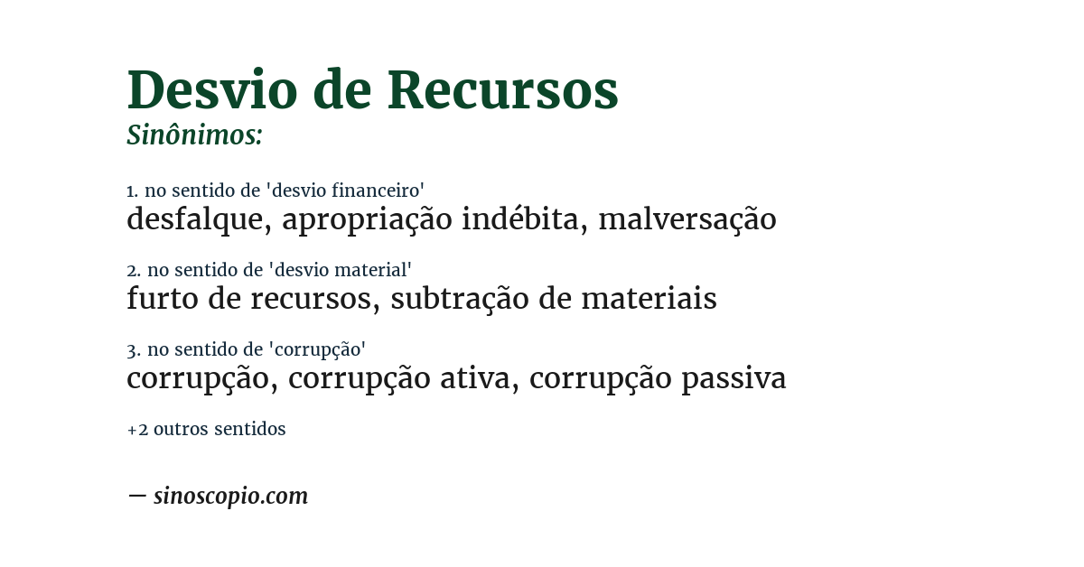 Sinônimo de desvio de recursos