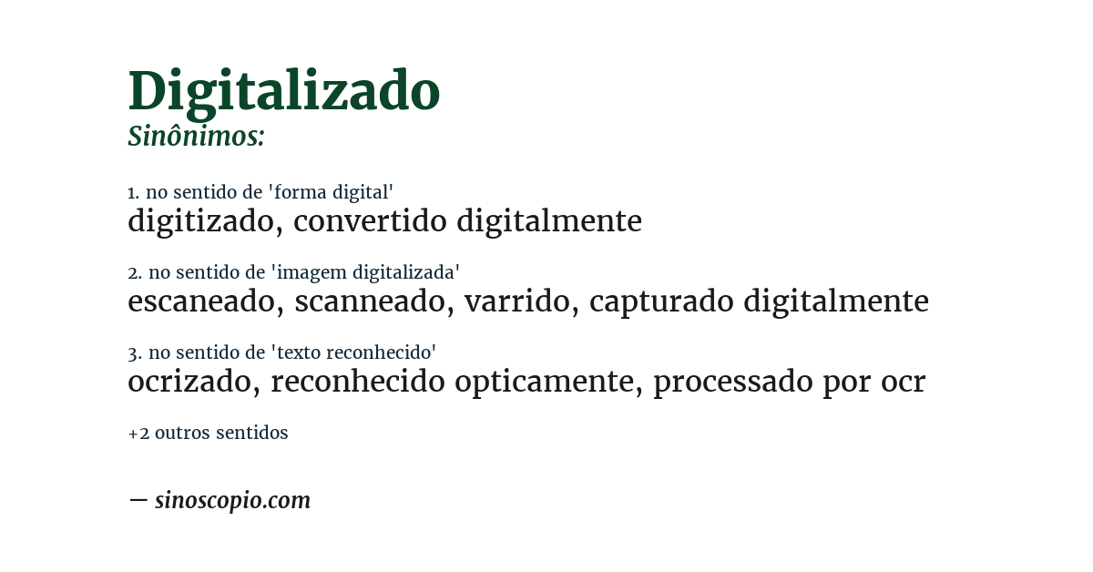 Sinônimo de digitalizado