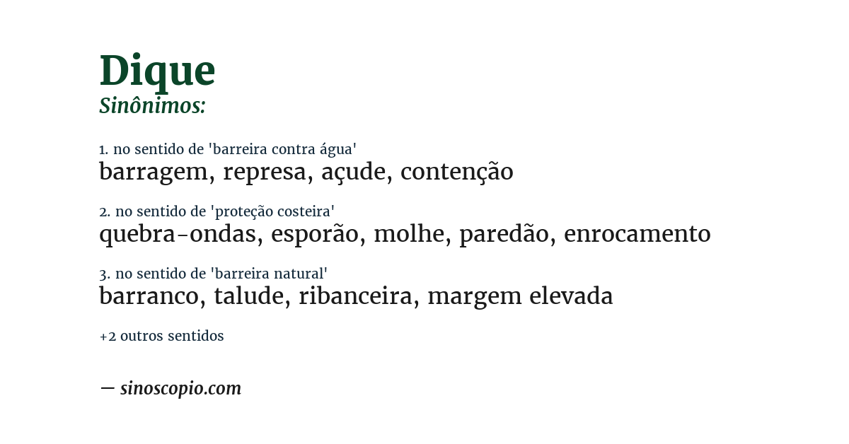 Sinônimo de dique