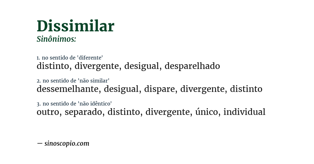 Sinônimo de dissimilar