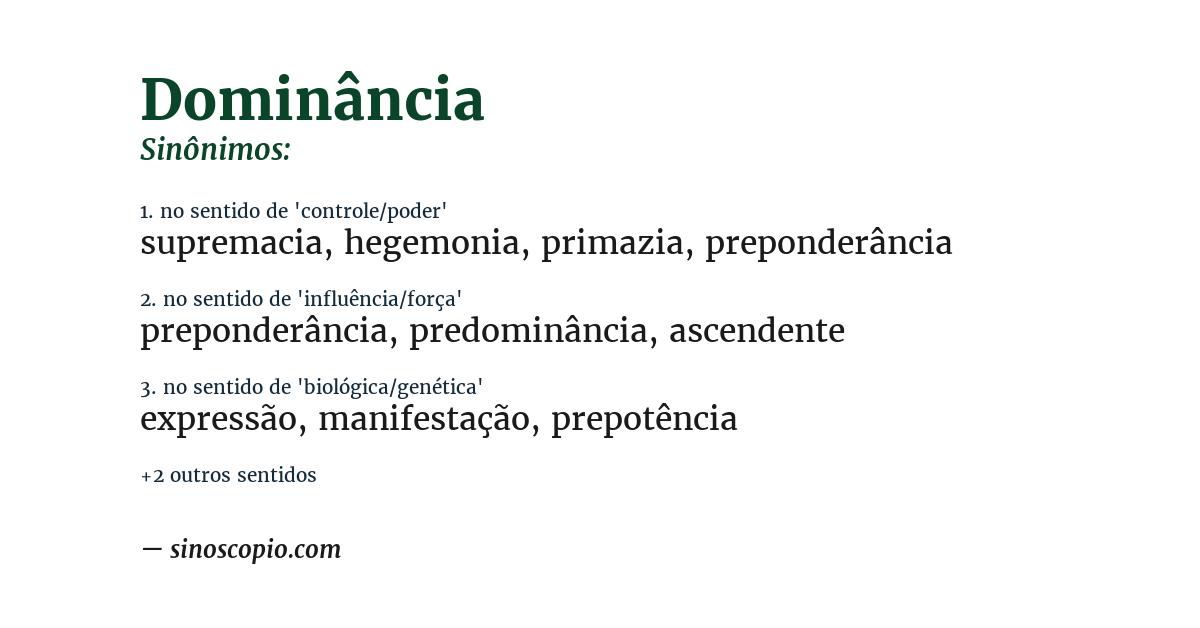 Sinônimo de dominância