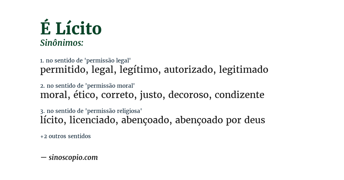 Sinônimo de é lícito