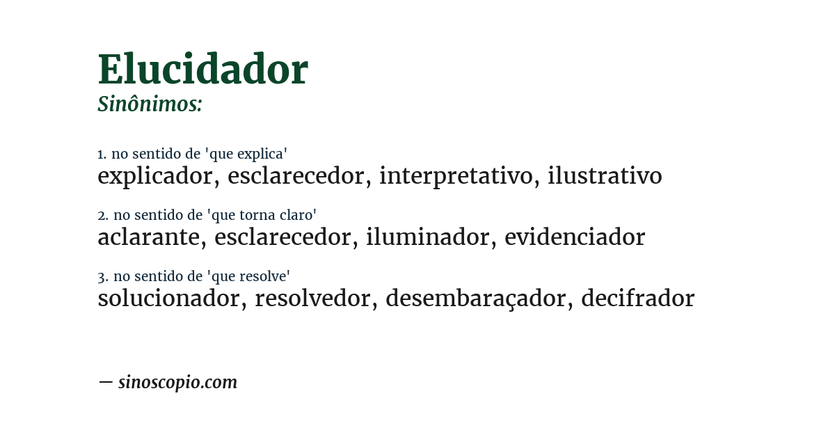 Sinônimo de elucidador