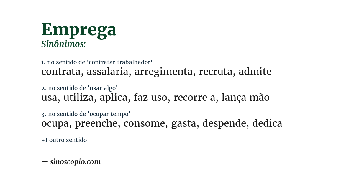 Sinônimo de emprega