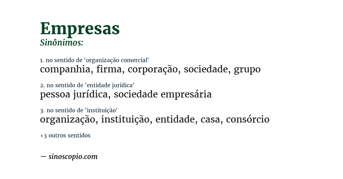 Sinônimo de empresas