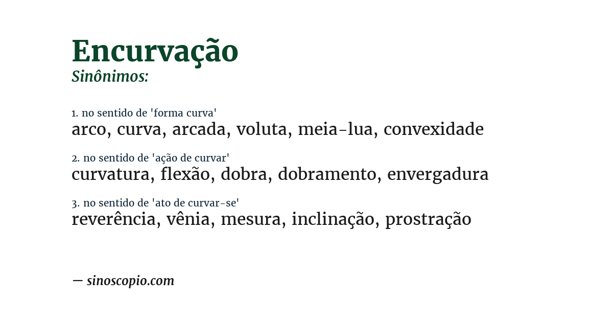 Sinônimo de encurvação