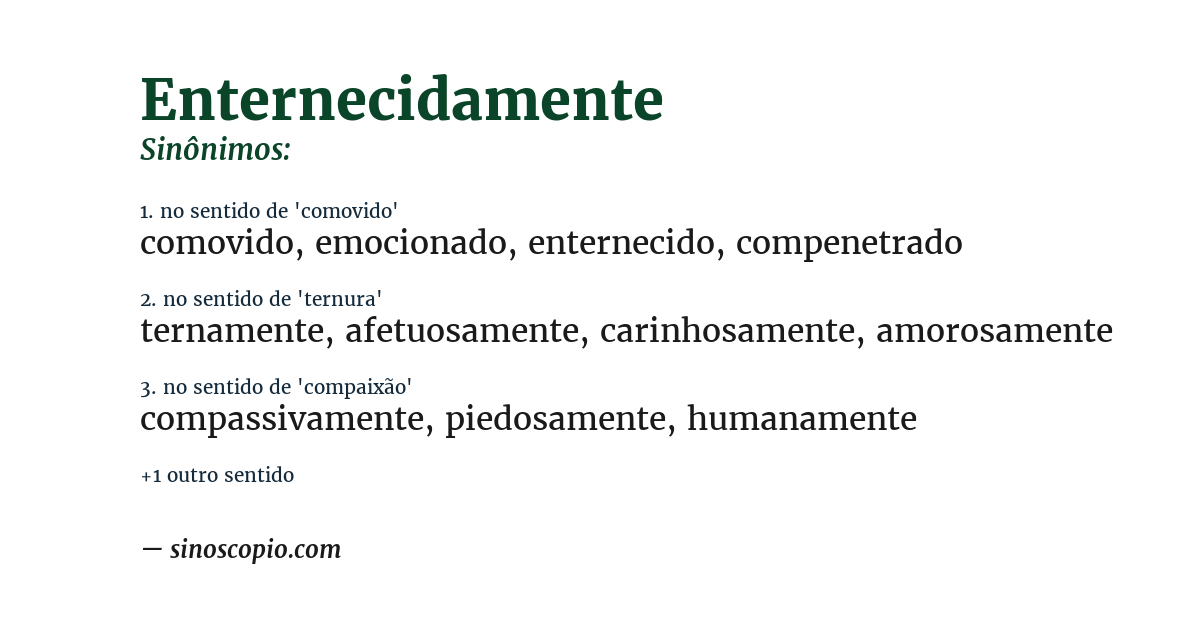 Sinônimo de enternecidamente