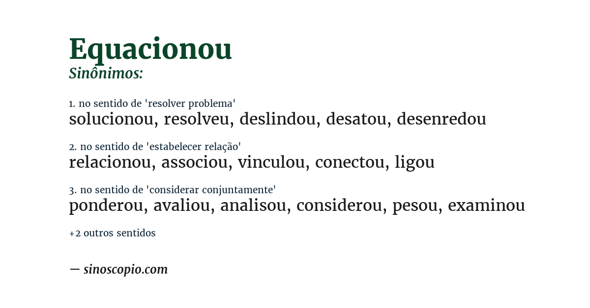 Sinônimo de equacionou