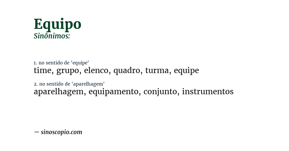 Sinônimo de equipo