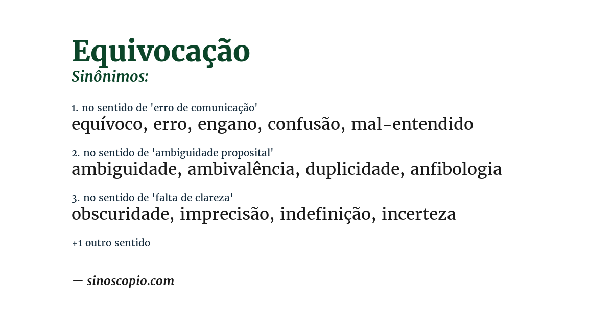 Sinônimo de equivocação
