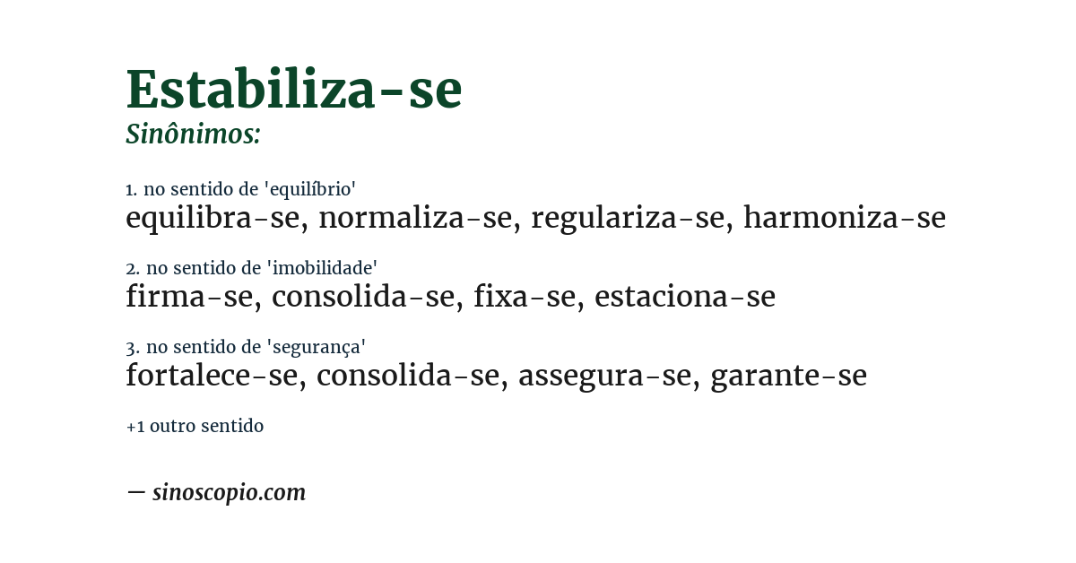 Sinônimo de estabiliza-se