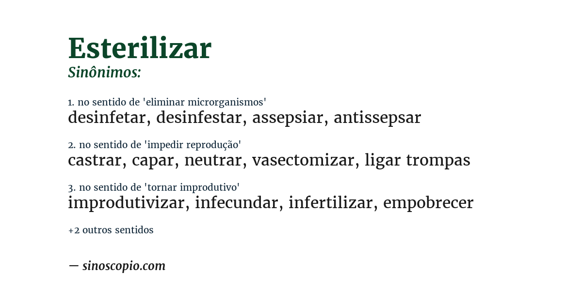 Sinônimo de esterilizar