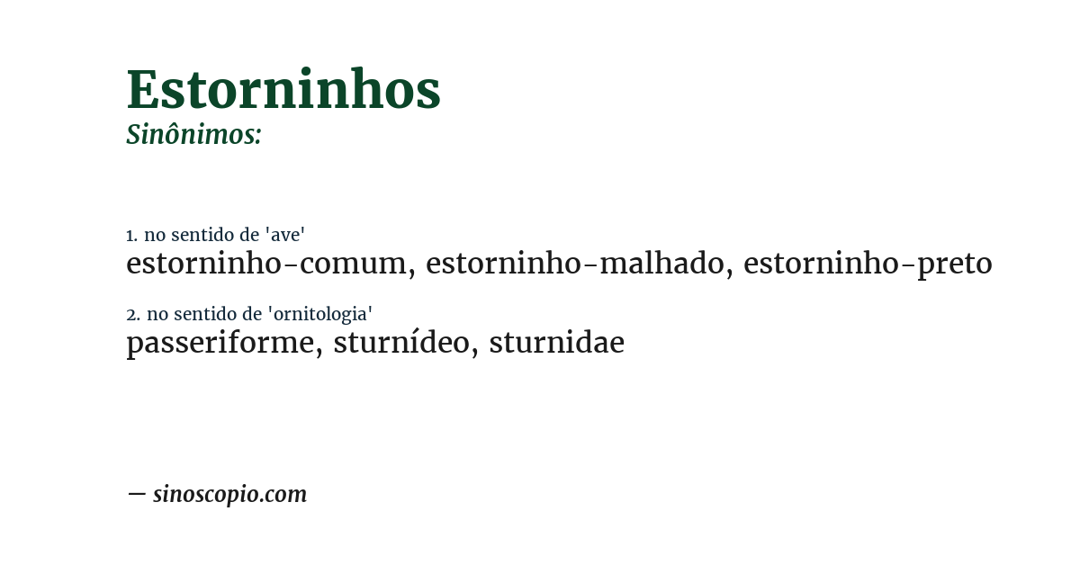 Sinônimo de estorninhos