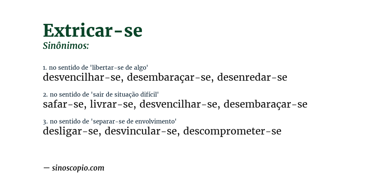 Sinônimo de extricar-se