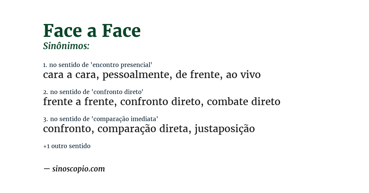 Sinônimo de face a face