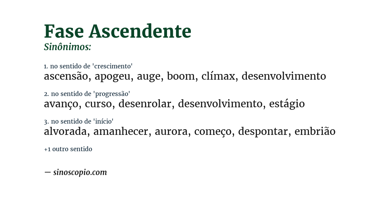 Sinônimo de fase ascendente