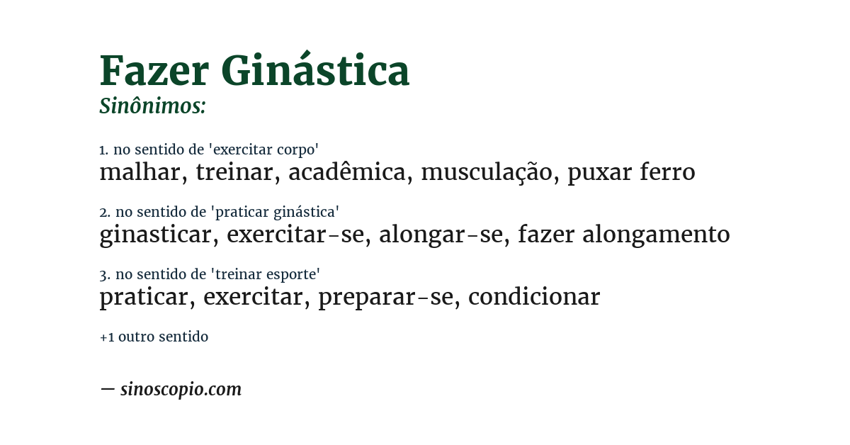 Sinônimo de fazer ginástica