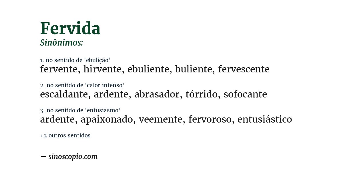 Sinônimo de fervida