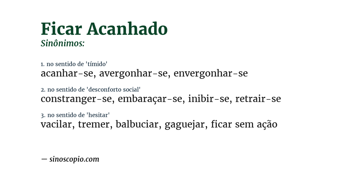 Sinônimo de ficar acanhado