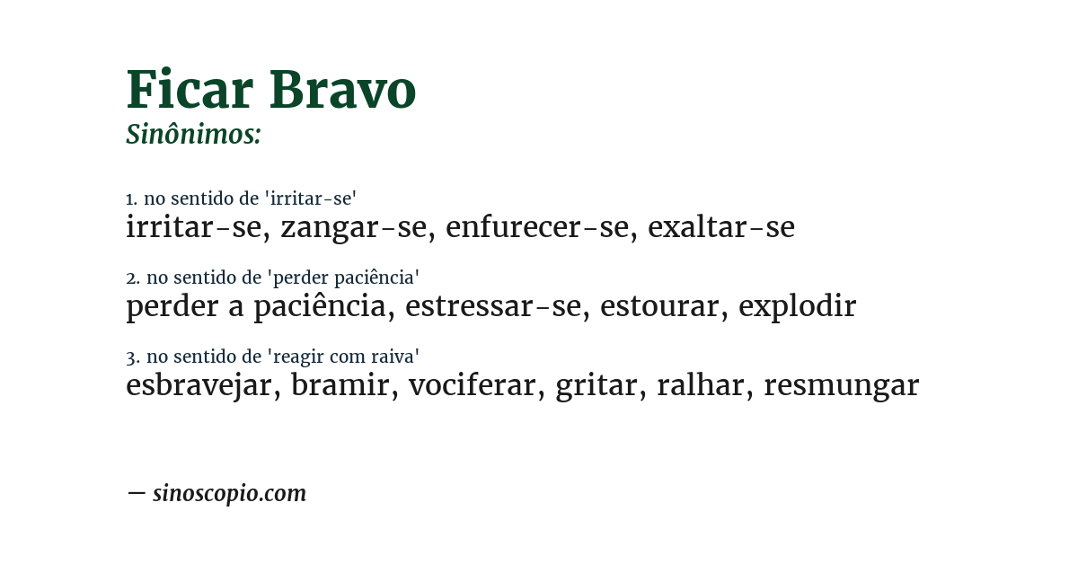 Sinônimo de ficar bravo