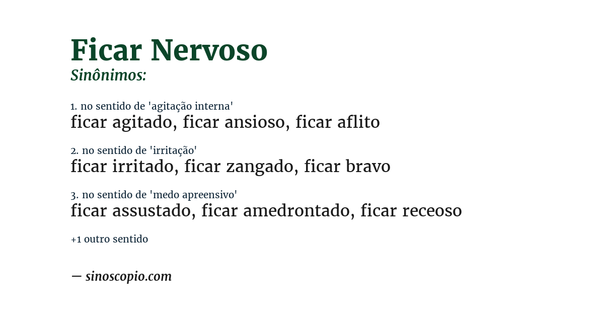 Sinônimo de ficar nervoso