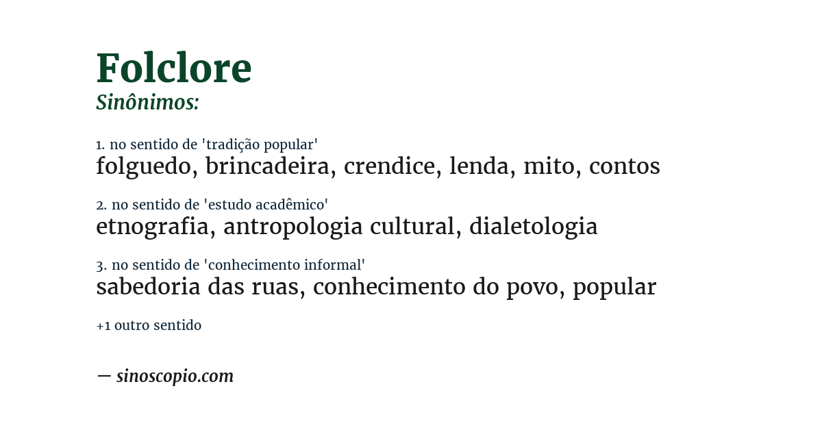 Sinônimo de folclore