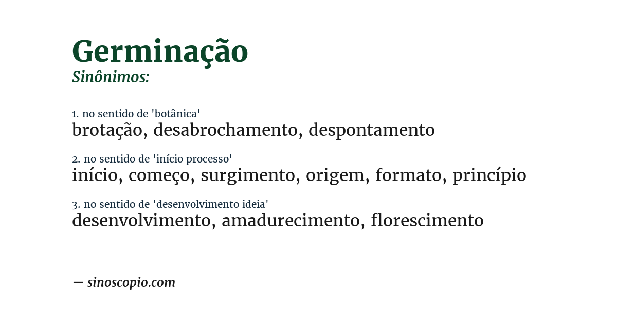 Sinônimo de germinação