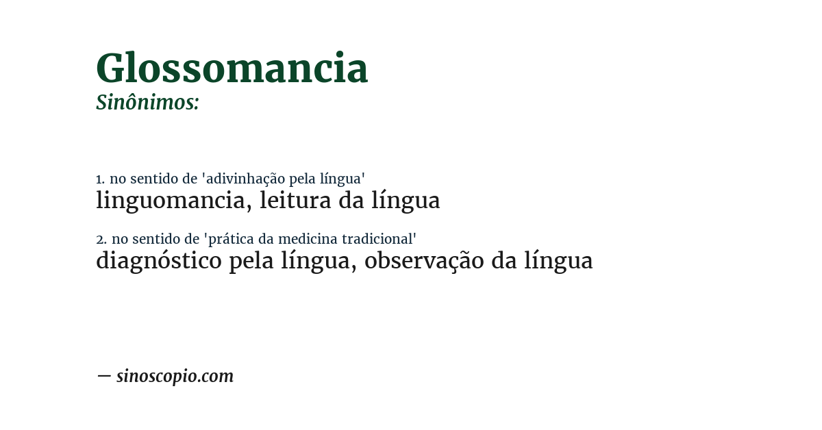 Sinônimo de glossomancia