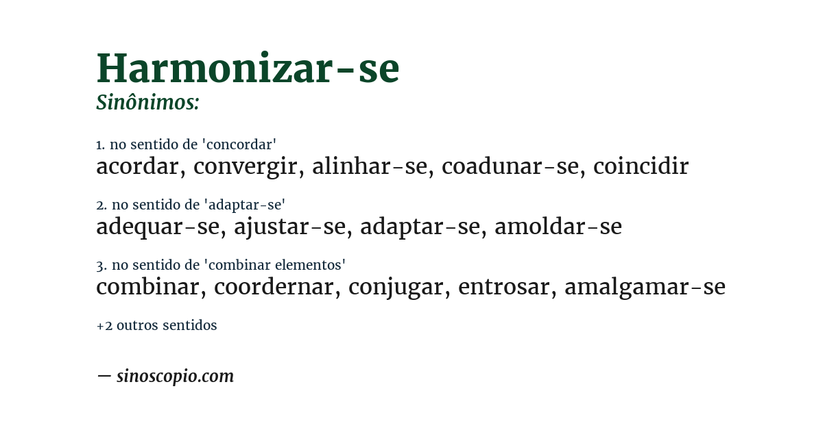 Sinônimo de harmonizar-se