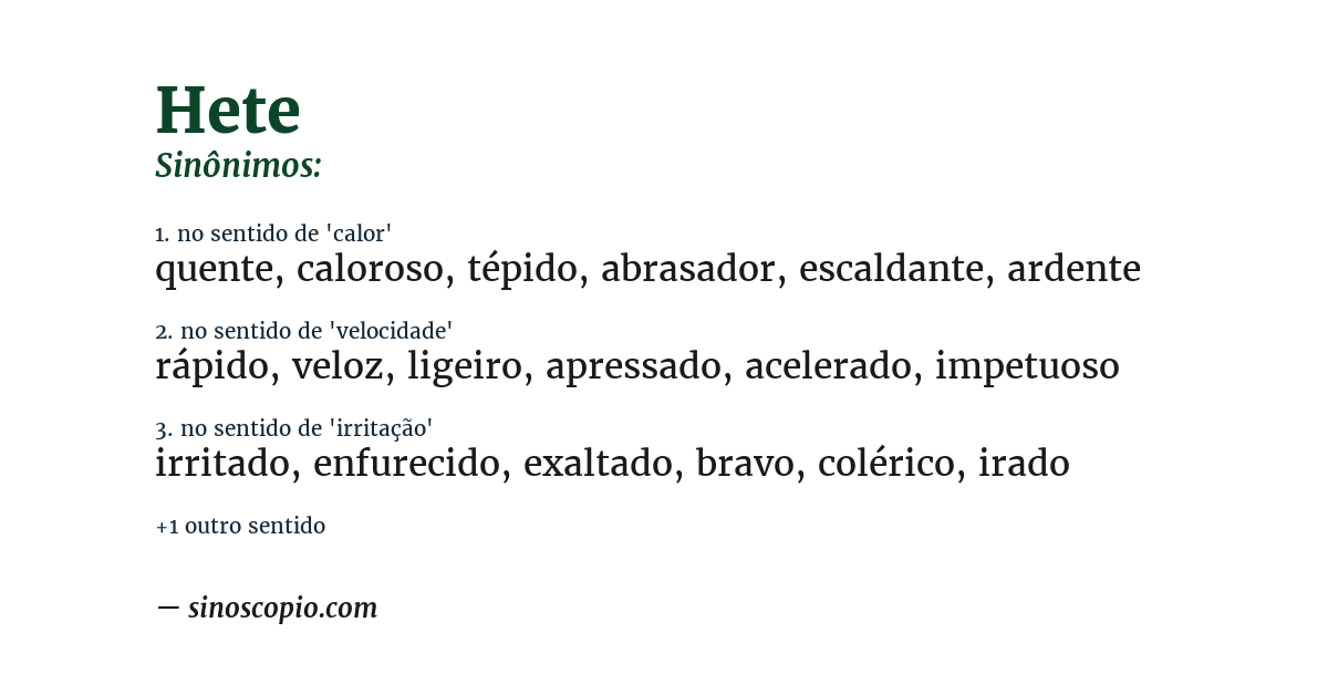 Sinônimo de hete