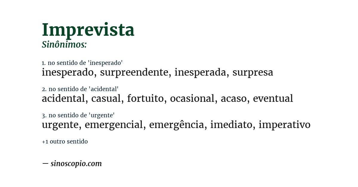 Sinônimo de imprevista