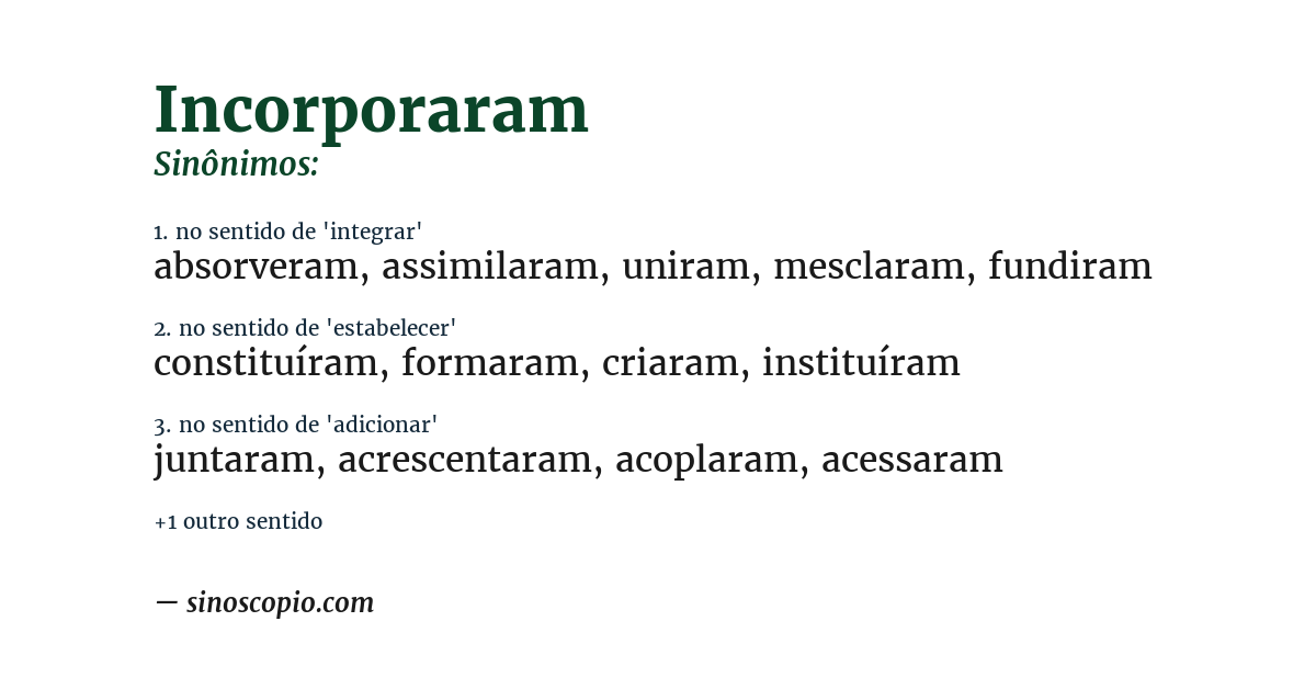 Sinônimo de incorporaram