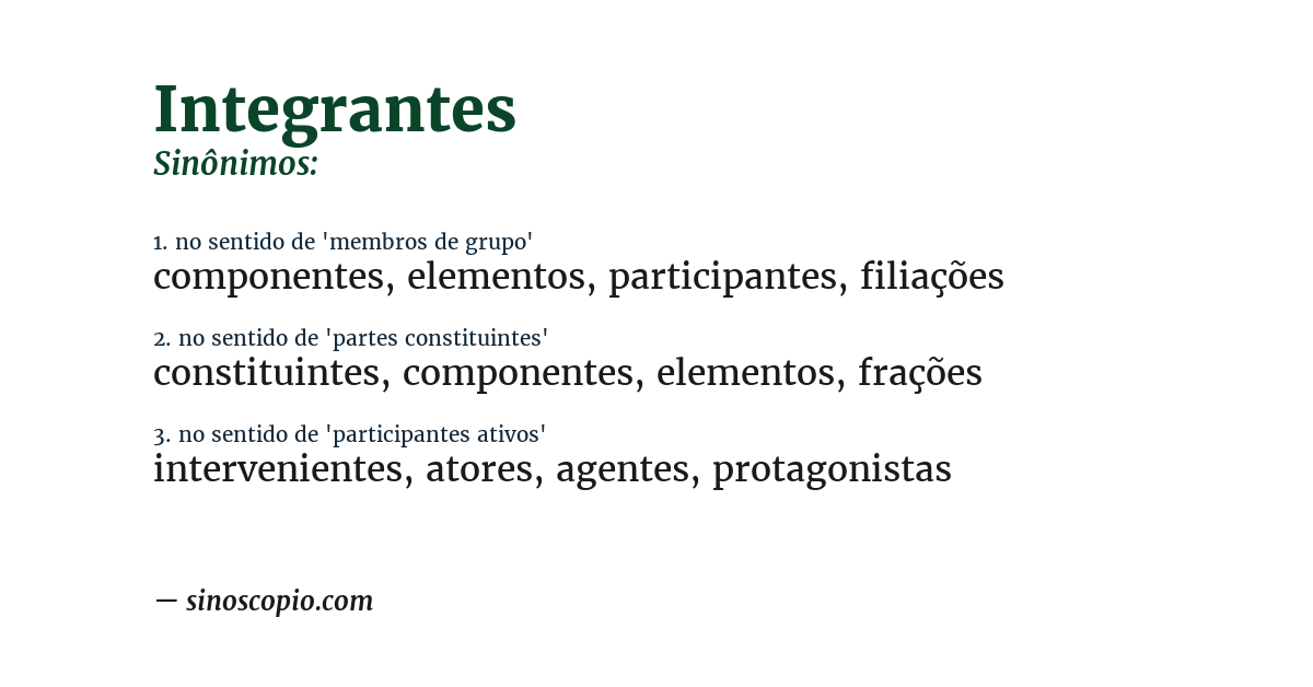 Sinônimo de integrantes