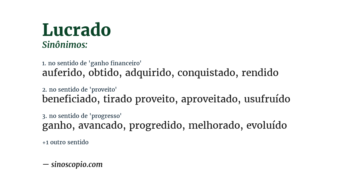 Sinônimo de lucrado