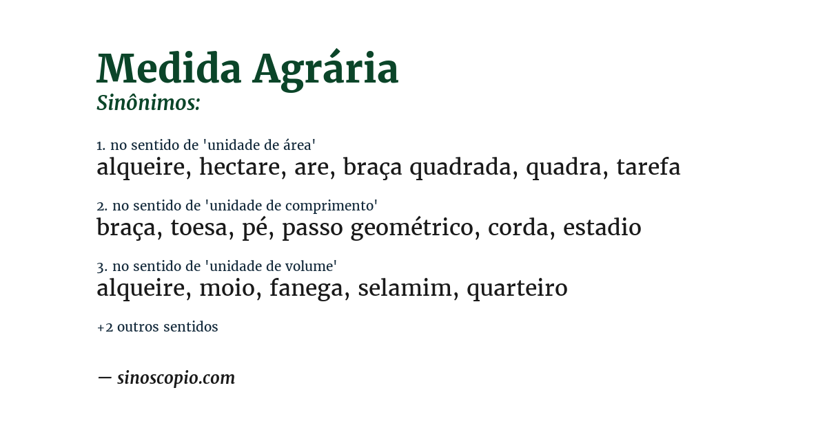 Sinônimo de medida agrária