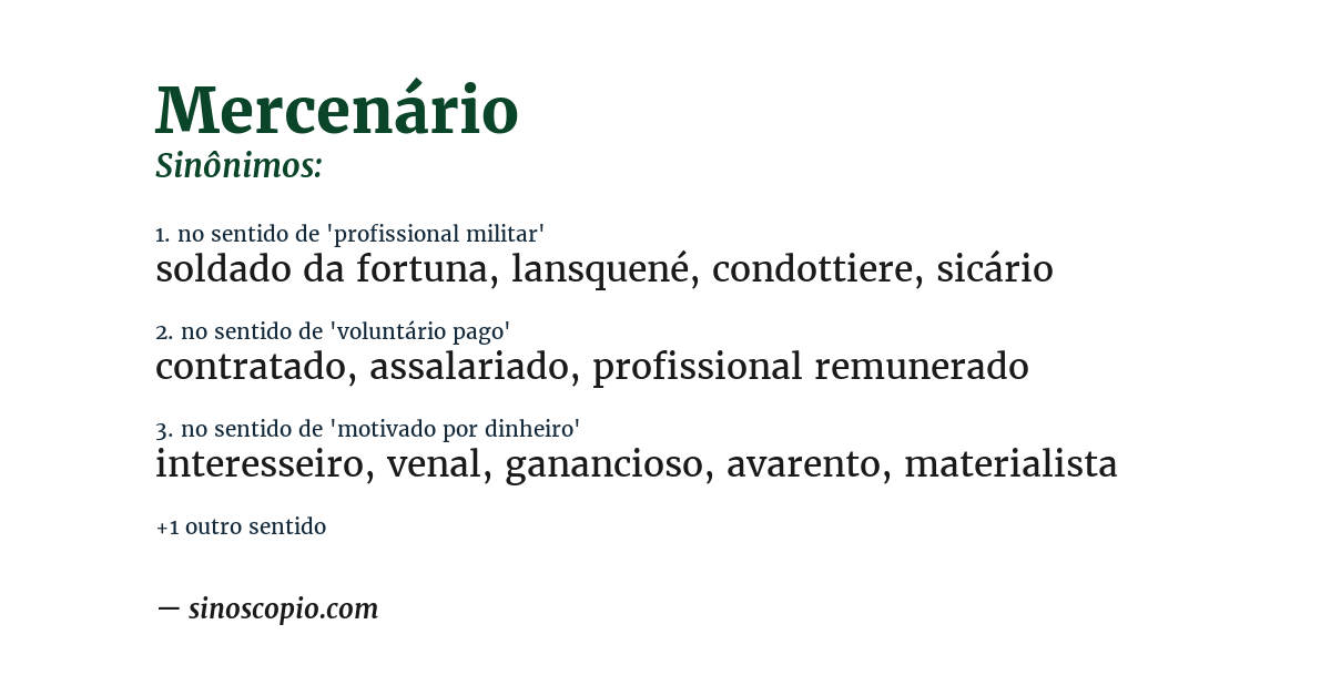 Sinônimo de mercenário