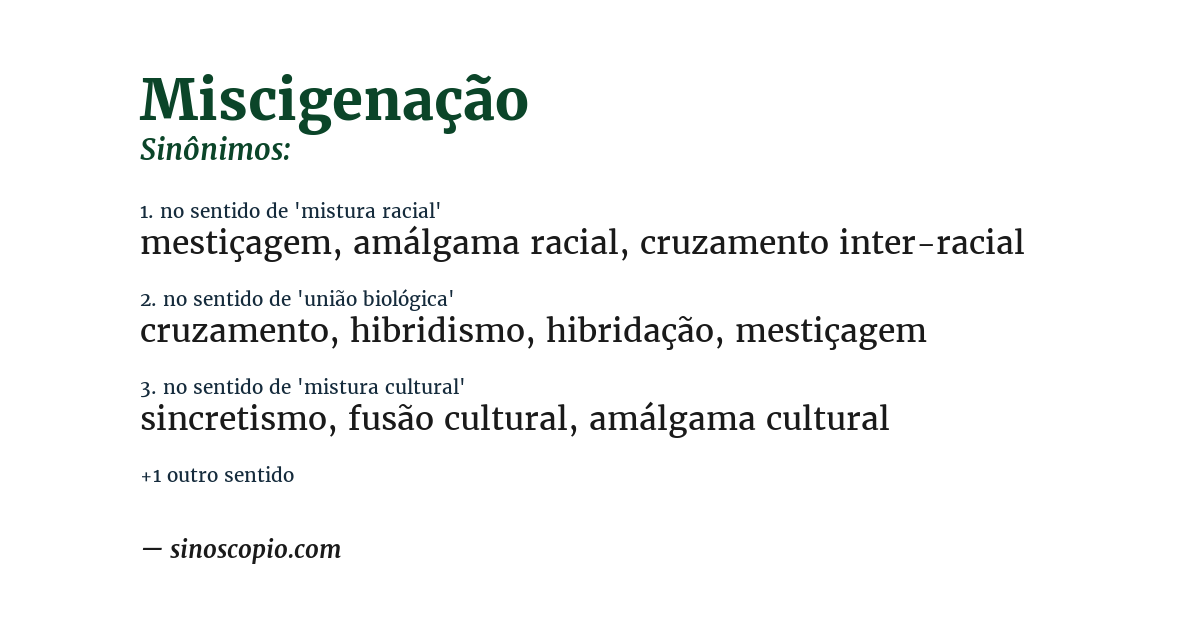 Sinônimo de miscigenação