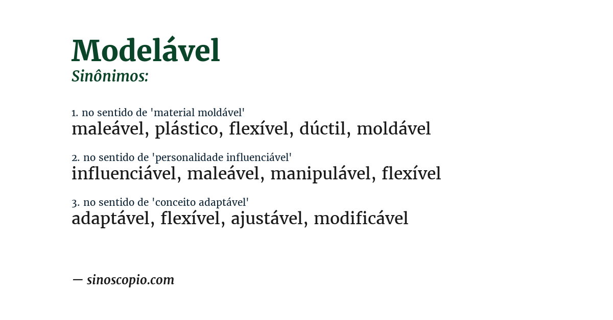 Sinônimo de modelável
