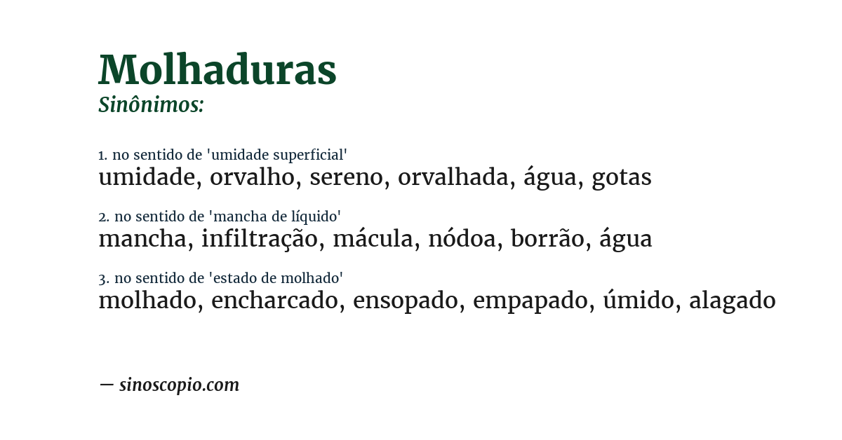 Sinônimo de molhaduras