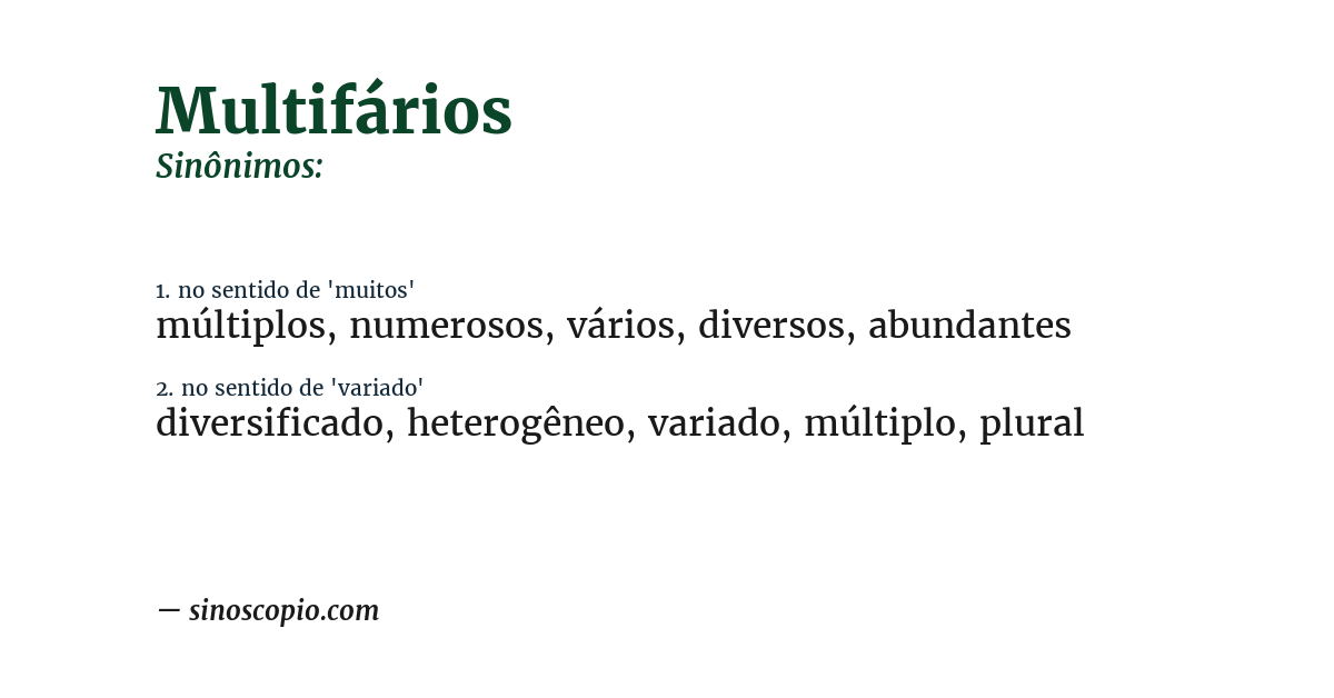 Sinônimo de multifários